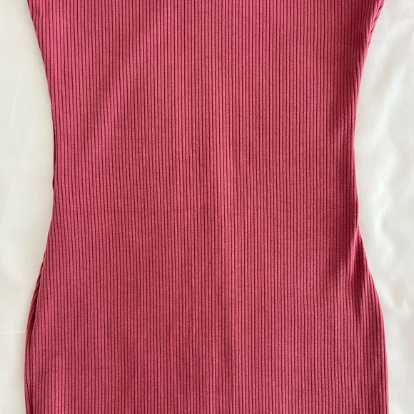 Pink Ribbed Mini Dress - Picture 3 of 4